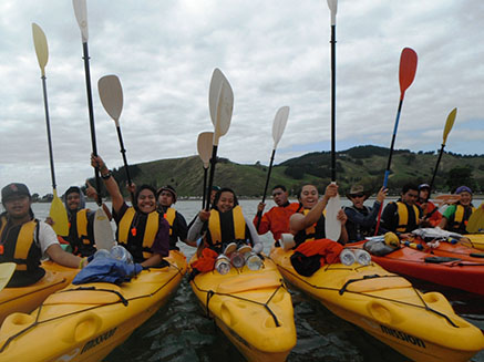 project k students in kayaks