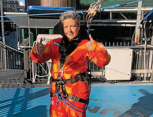 Paula after her bungy jump